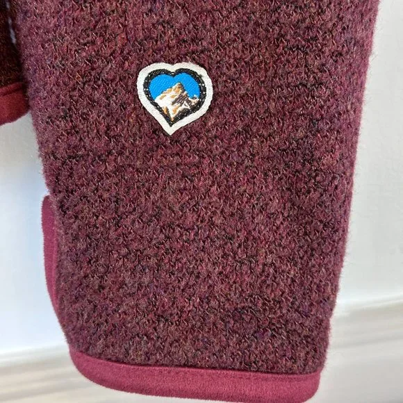 Kuhl Jacket Womens MEDIUM Maroon Alpaca Fleece Long Sleeve Full Zip Thumbholes - Picture 4 of 9